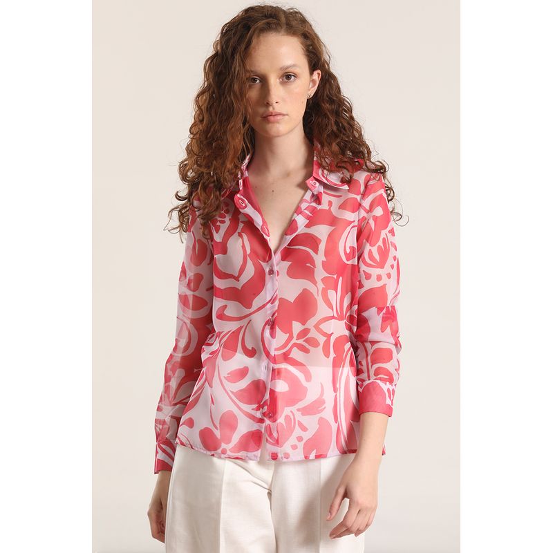 LIOLA - Blusa semitransparente estampado liola mujer rosa