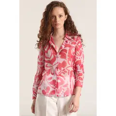 LIOLA - Blusa semitransparente estampado mujer rosa