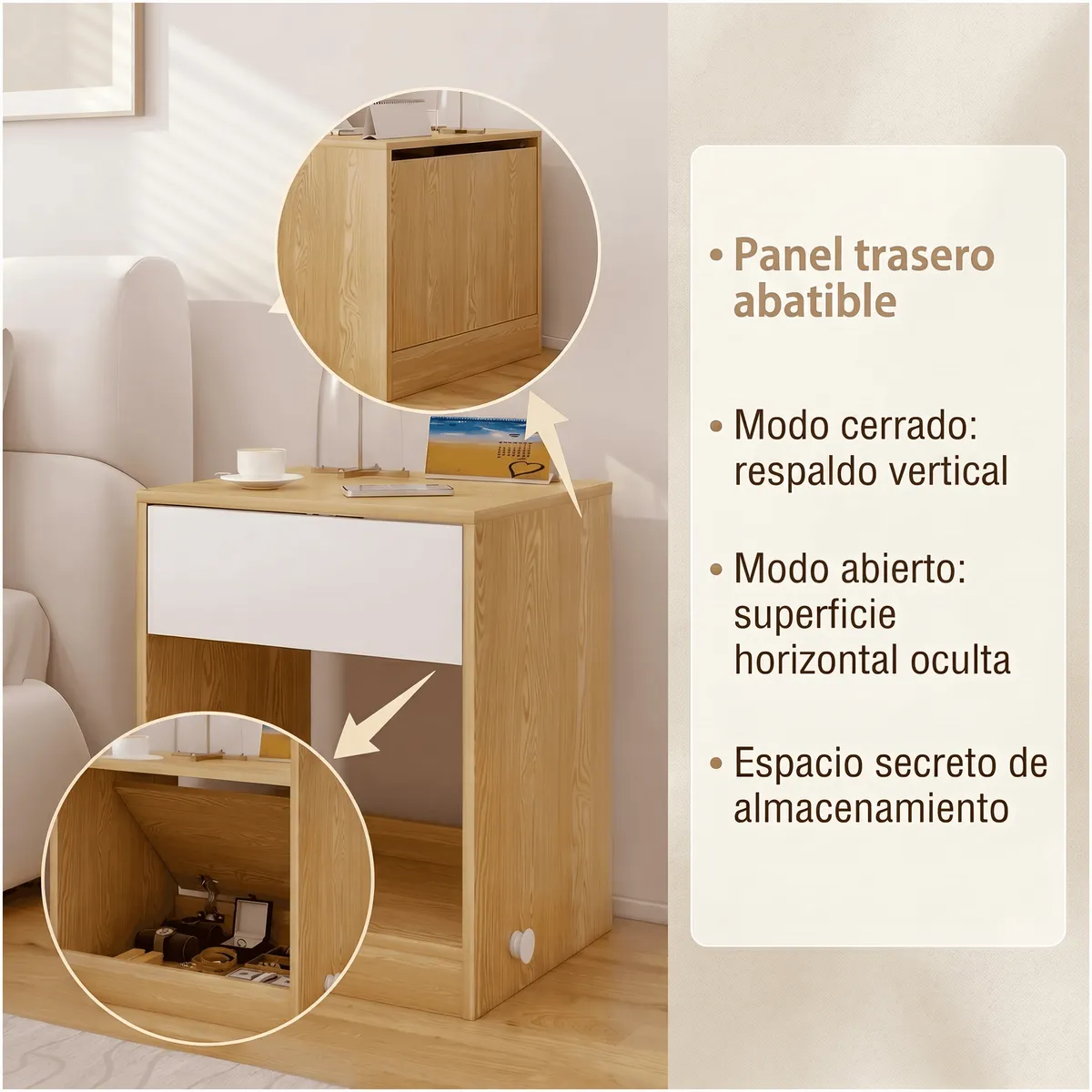 HOMER DESIGN - Velador Seguridad Compartimento Oculto Inferior Antirrobo