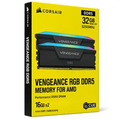CORSAIR - Memoria Ram Vengeance 32GB 2x16GB DDR5 RGB 5200Mhz
