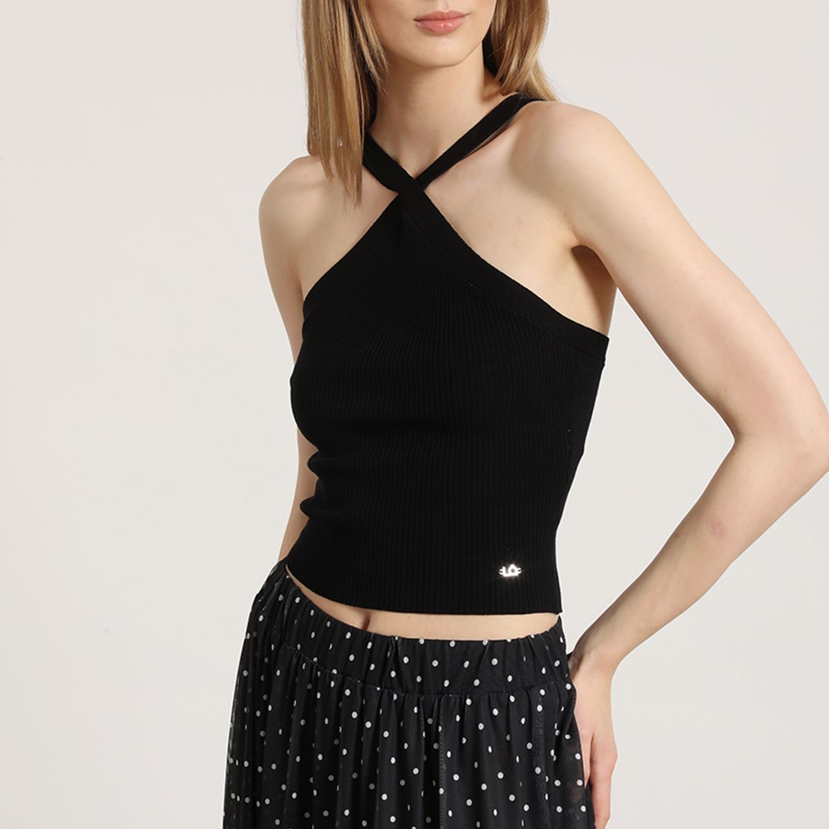 LIOLA - Top halter tejido Liola mujer negro