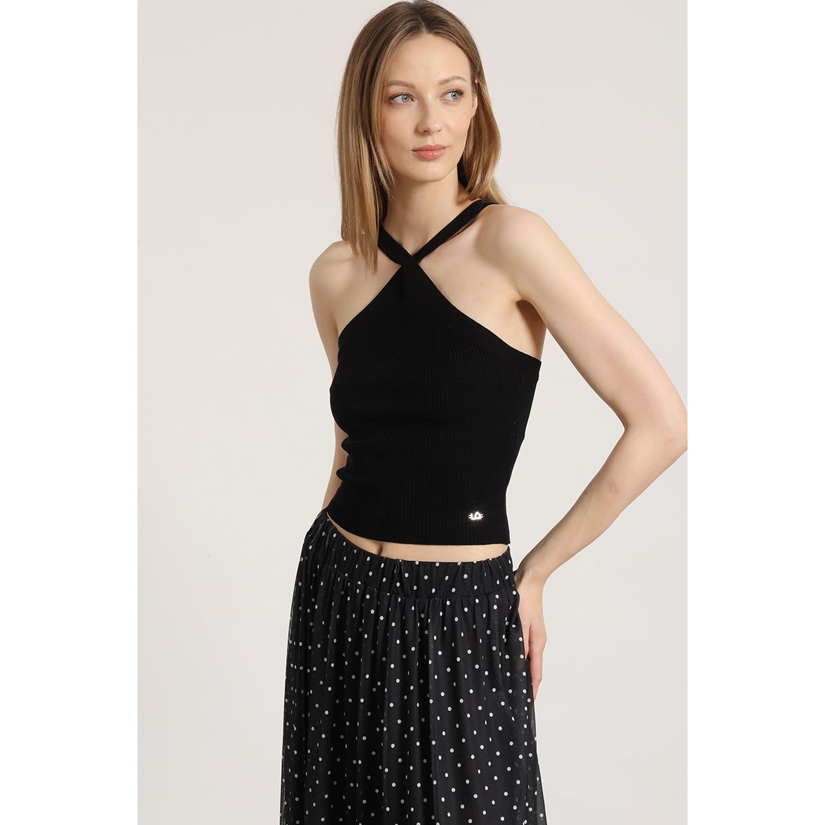 LIOLA - Top halter tejido Liola mujer negro