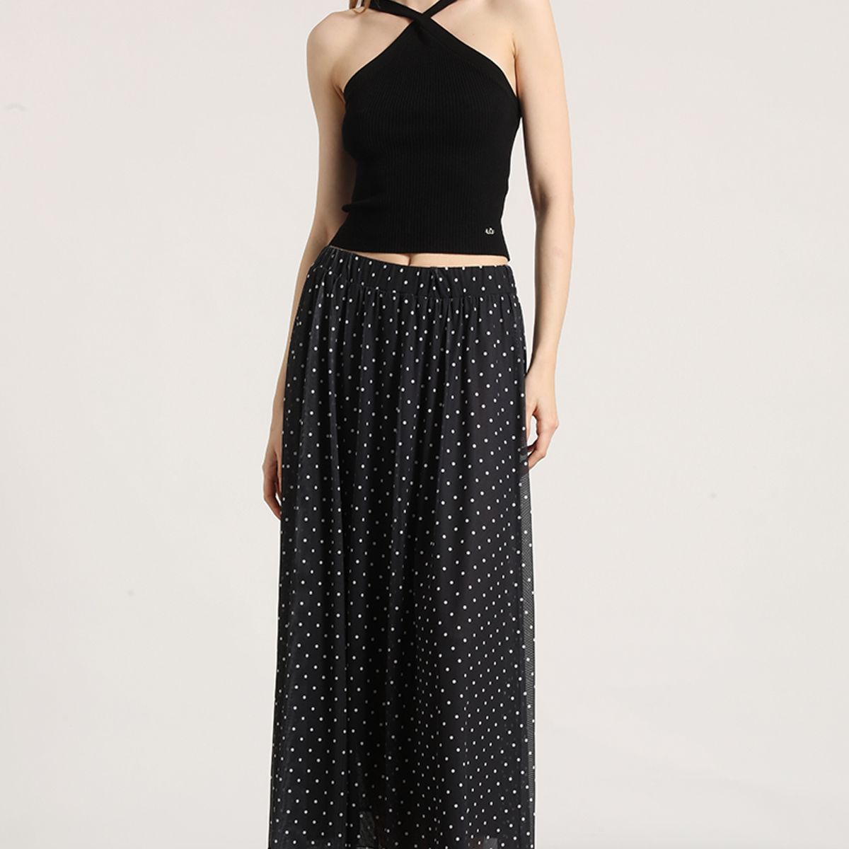 LIOLA - Top halter tejido Liola mujer negro