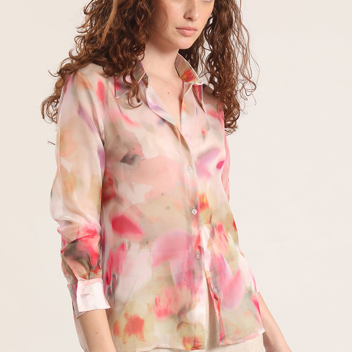 LIOLA - Blusa semitransparente acuarela liola mujer rosa
