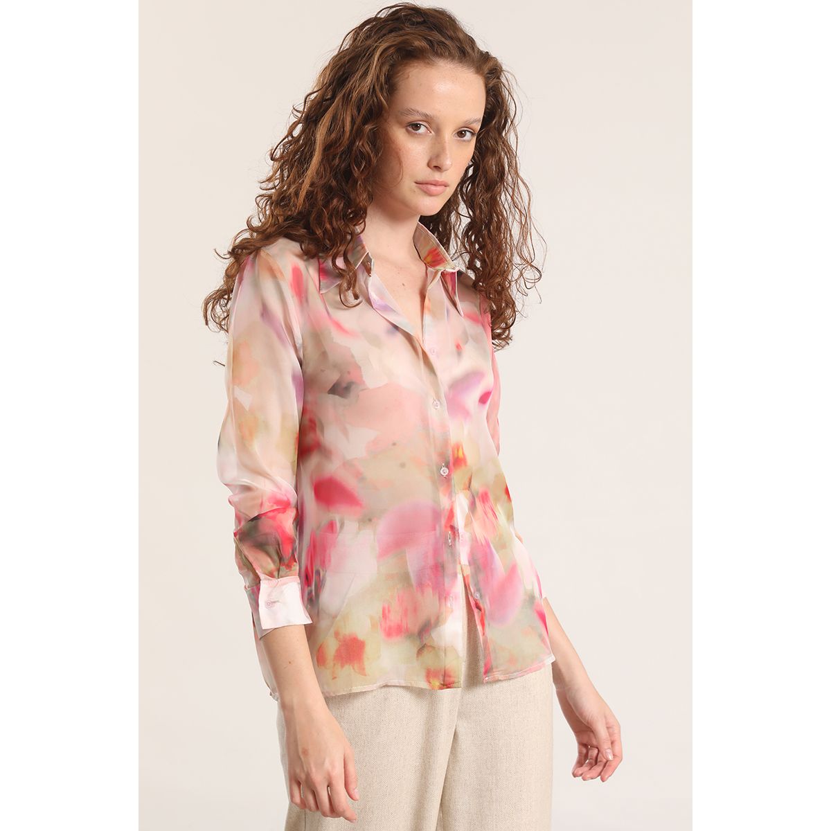 LIOLA - Blusa semitransparente acuarela liola mujer rosa