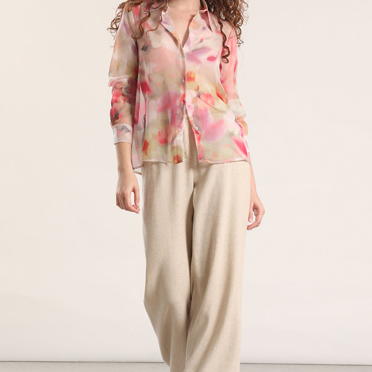 LIOLA - Blusa semitransparente acuarela liola mujer rosa