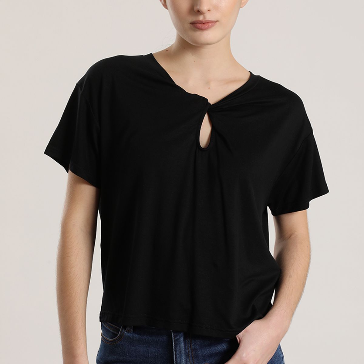 LIOLA - Polera escote nudo mujer Liola negro