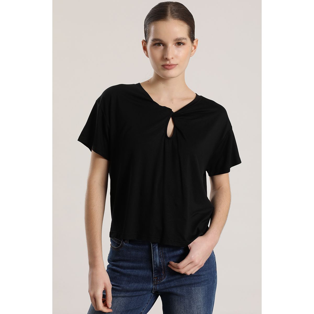 LIOLA - Polera escote nudo mujer Liola negro