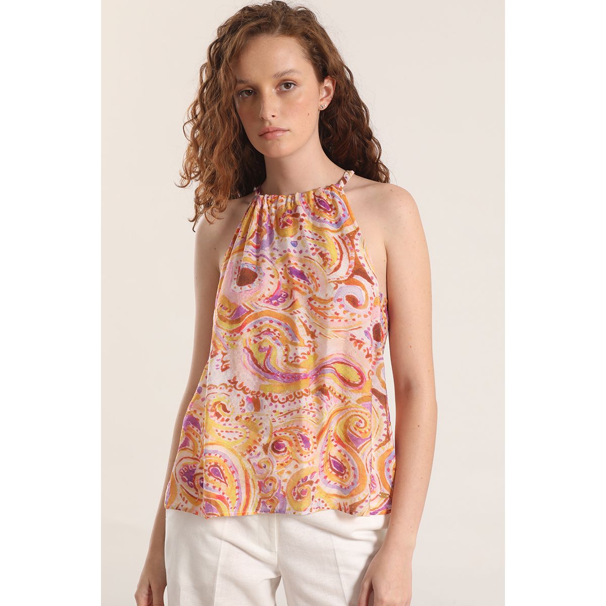 LIOLA - Blusa voile halter liola mujer amarillo