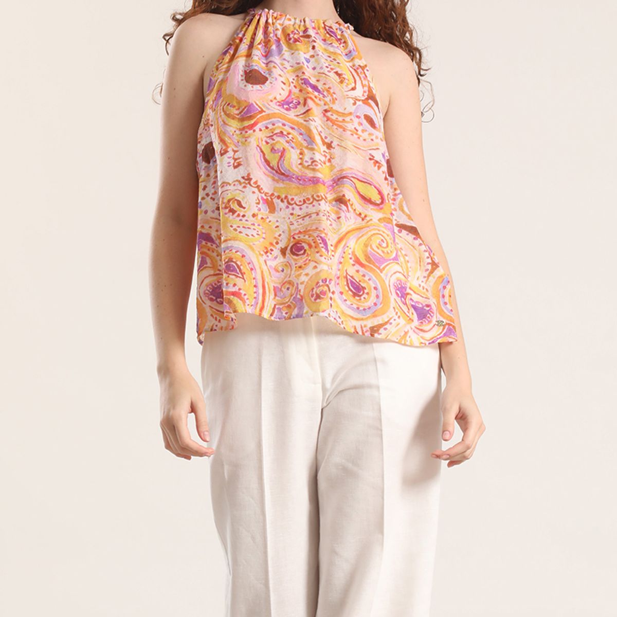 LIOLA - Blusa voile halter liola mujer amarillo