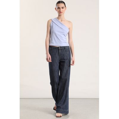 Imagen 2 del producto Top asimétrico doblez mujer celeste