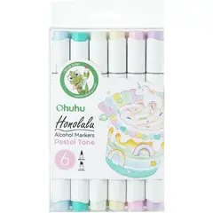 OHUHU - Marcadores al Alcohol Honolulu 6 Colores Pastel