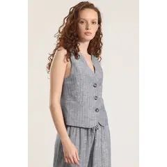 LIOLA - Chaleco sastre rayas mujer azul