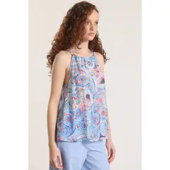 LIOLA - Blusa voile halter mujer azul