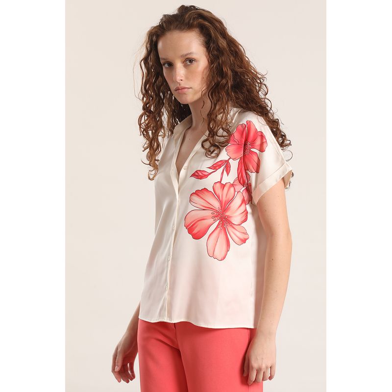 LIOLA - Blusa satin estampado floral liola mujer coral