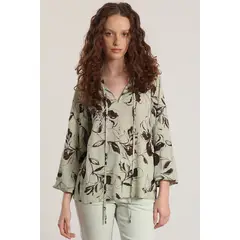 LIOLA - Blusa estampado floral mujer verde
