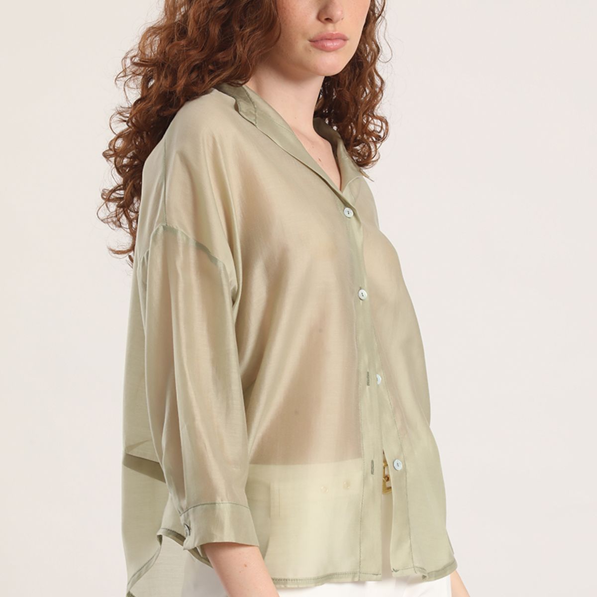 LIOLA - Blusa semitransparente liola mujer verde