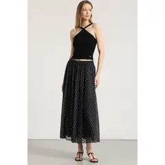 LIOLA - Falda midi estampado mujer negro
