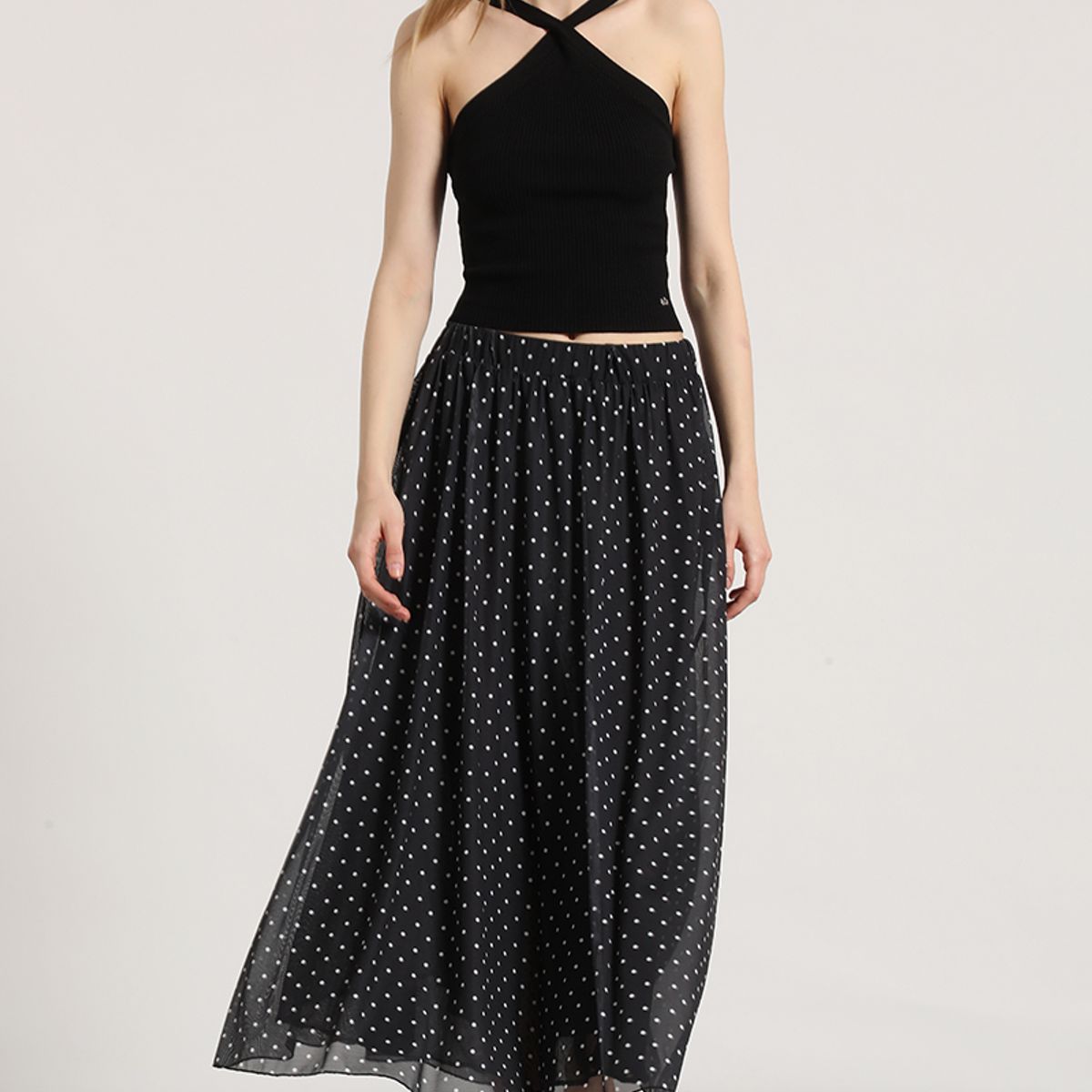 LIOLA - Falda midi estampado Liola mujer negro