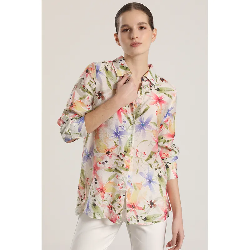 LIOLA - Blusa voile estampado Liola mujer crudo
