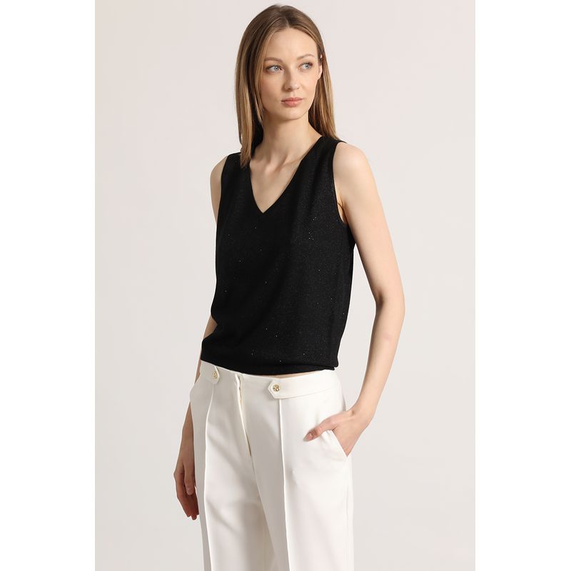 LIOLA - Top tejido strass Liola mujer negro
