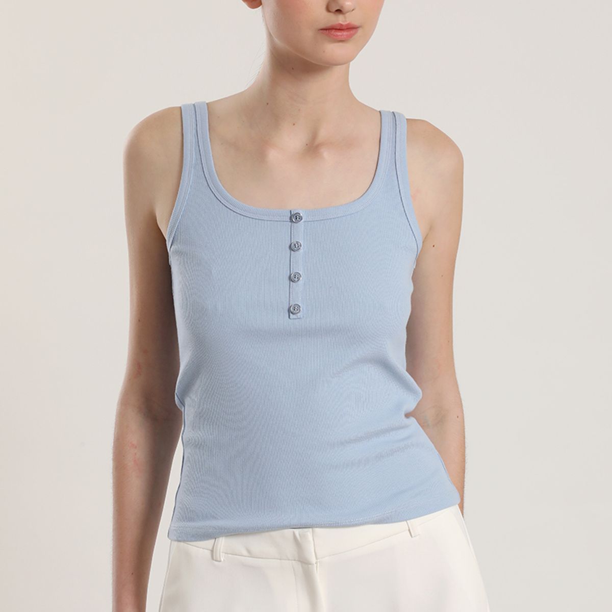 LIOLA - Top con botones Liola mujer celeste