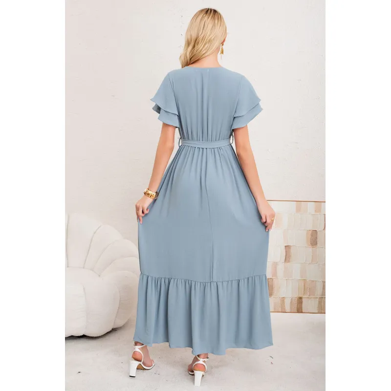 MPROPIA - Vestido Premium Largo Primavera Mujer. Con Mangas Y Lazo 3385
