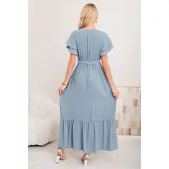 LOOK SHOP - Vestido Premium Largo Primavera Mujer. Con Mangas Y Lazo 3385