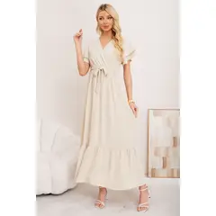 LOOK SHOP - Vestido Premium Largo Primavera Mujer. Con Mangas Y Lazo 3385