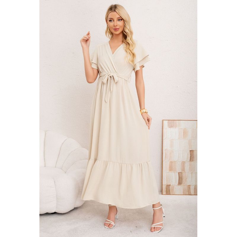 MPROPIA - Vestido Premium Largo Primavera Mujer. Con Mangas Y Lazo 3385