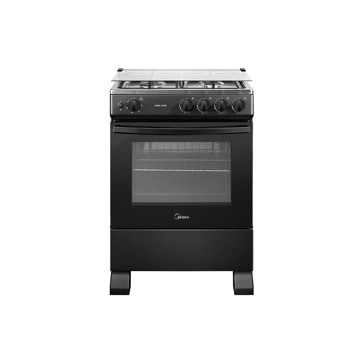 MIDEA - Cocina a Gas 4 Quemadores 24 pulgadas Negro MFO-MG24TCSSLBK Midea