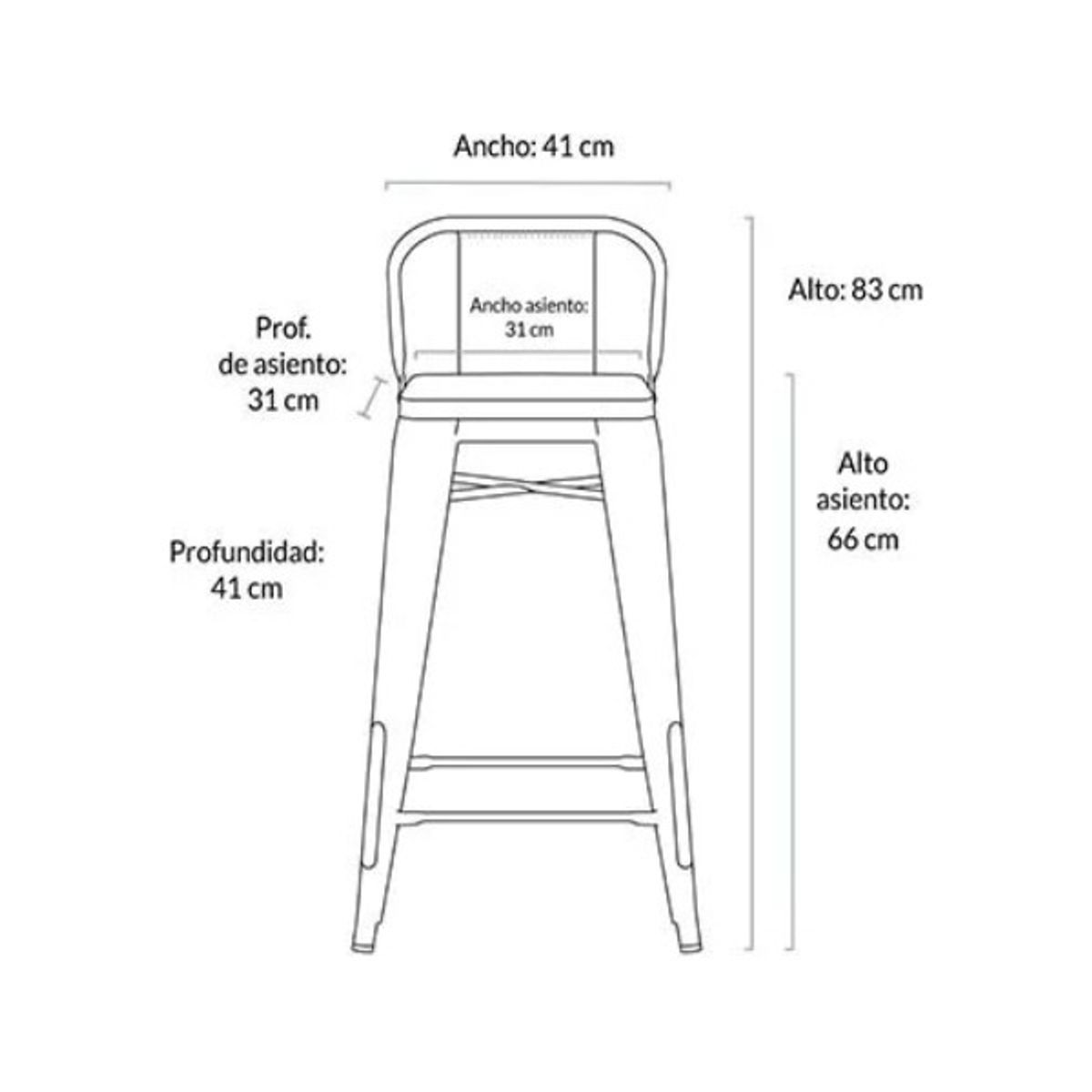 HABITA2 CHILE - Pack 4 Taburetes Tolix metálico  77cm - Menta