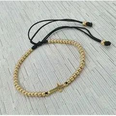 GENERICO - Brazalete con cruz oro laminado 18k