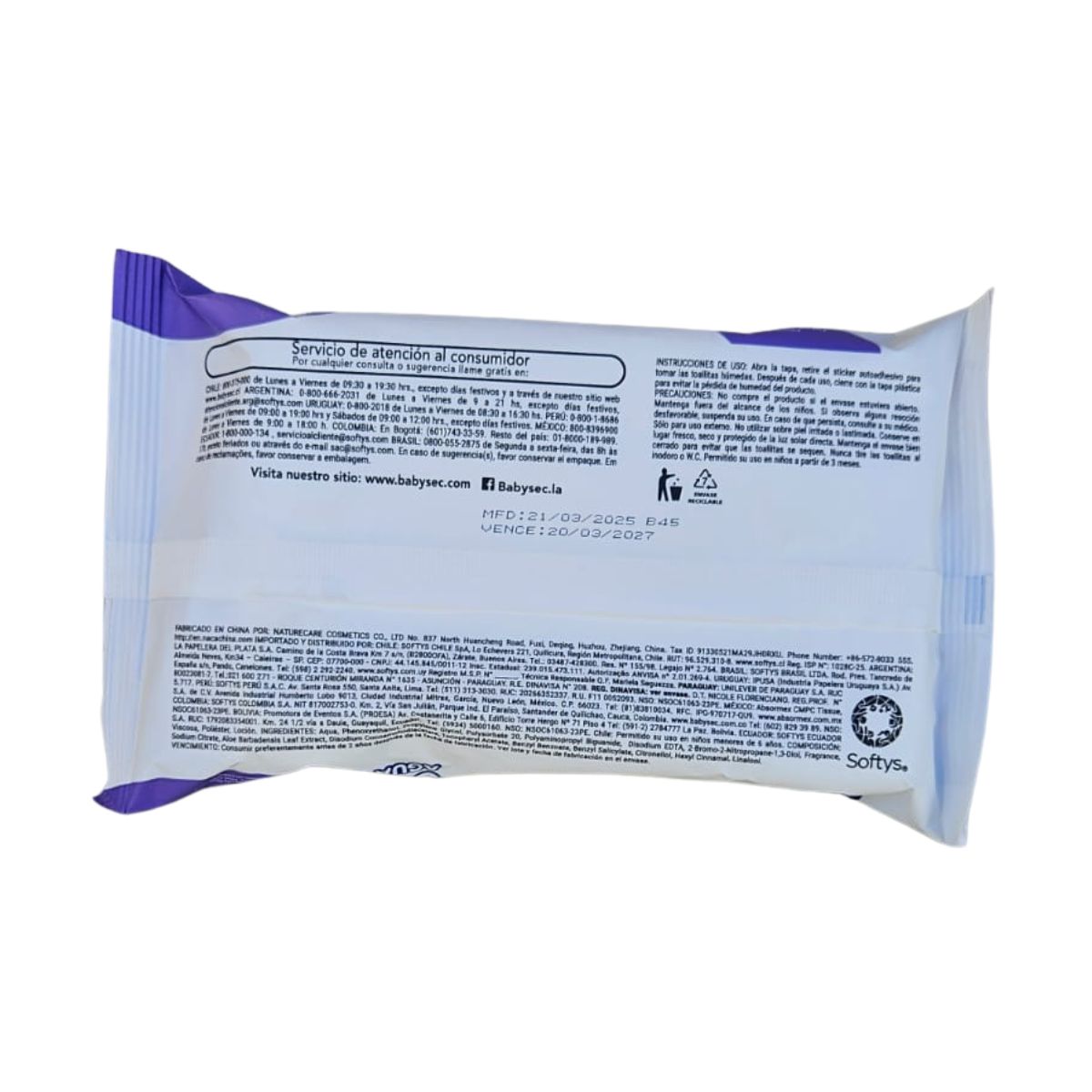 BABYSEC - Toallitas Húmedas Babysec Hipoalergénicas Aloe Vera 45u