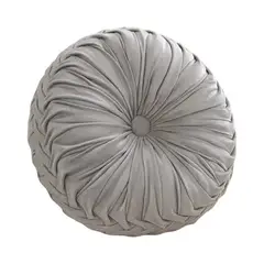 GENERICO - COJIN DECORATIVO REDONDO CON PLIEGUES GRIS 35X35CM ELEGANTE Y SOFISTICADO