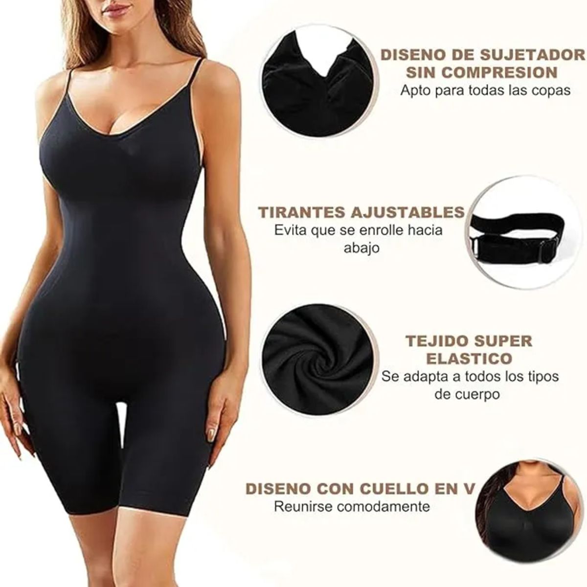 GENERICO - Body Short Moldeadora Con Control Faja