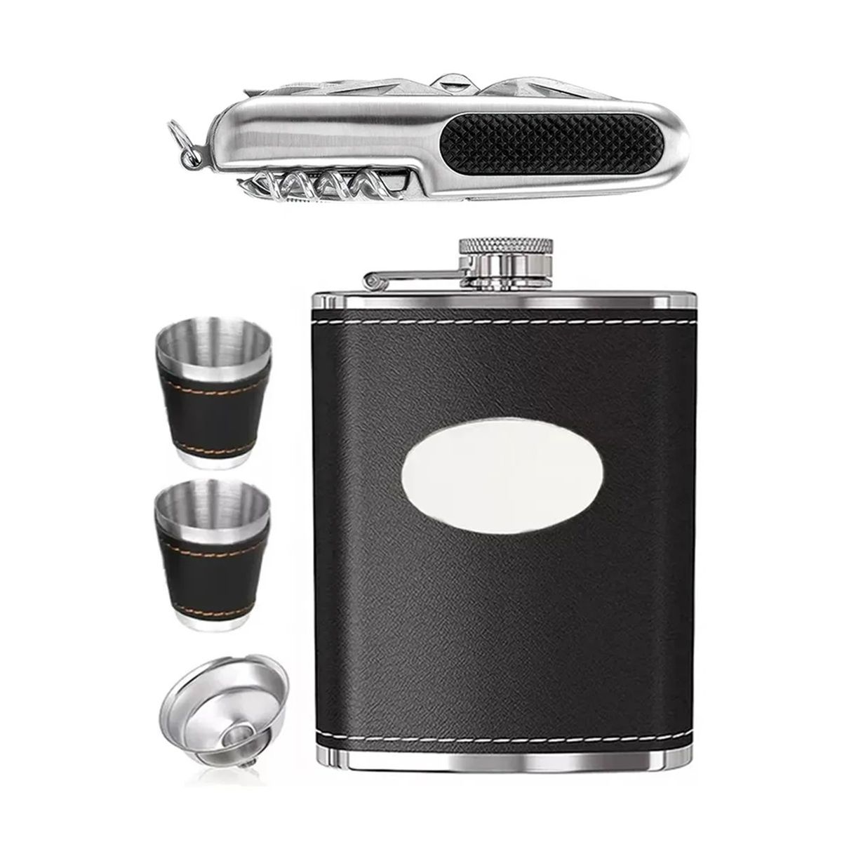 GENERICO - Licorera Petaca Wisquera 9oz + Copas + Accesorios