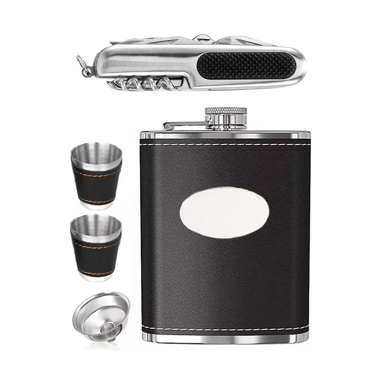 GENERICO - Licorera Petaca Wisquera 9oz + Copas + Accesorios