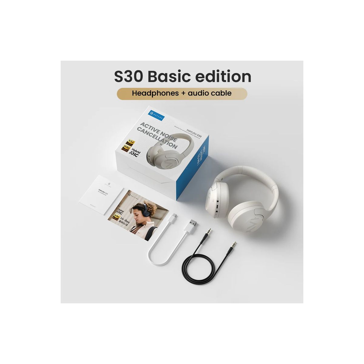 HAYLOU - Haylou S30 Audífonos Inalámbricos Bluetooth ANC Hi-Res Blanco