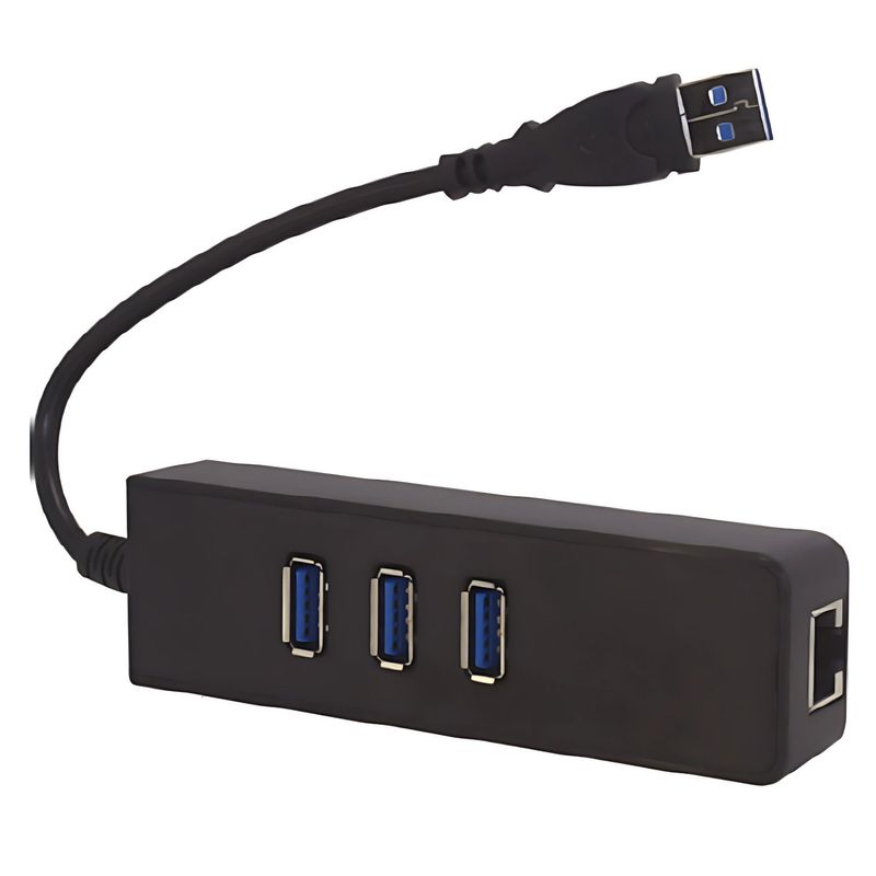 TECNOLAB - Mini Hub USB 3.0 3 Puertos + RJ45 Gigabit Plug & Play - PS
