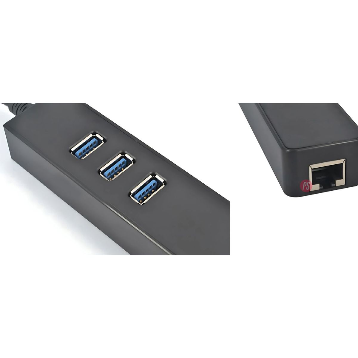 TECNOLAB - Mini Hub USB 3.0 3 Puertos + RJ45 Gigabit Plug & Play - PS