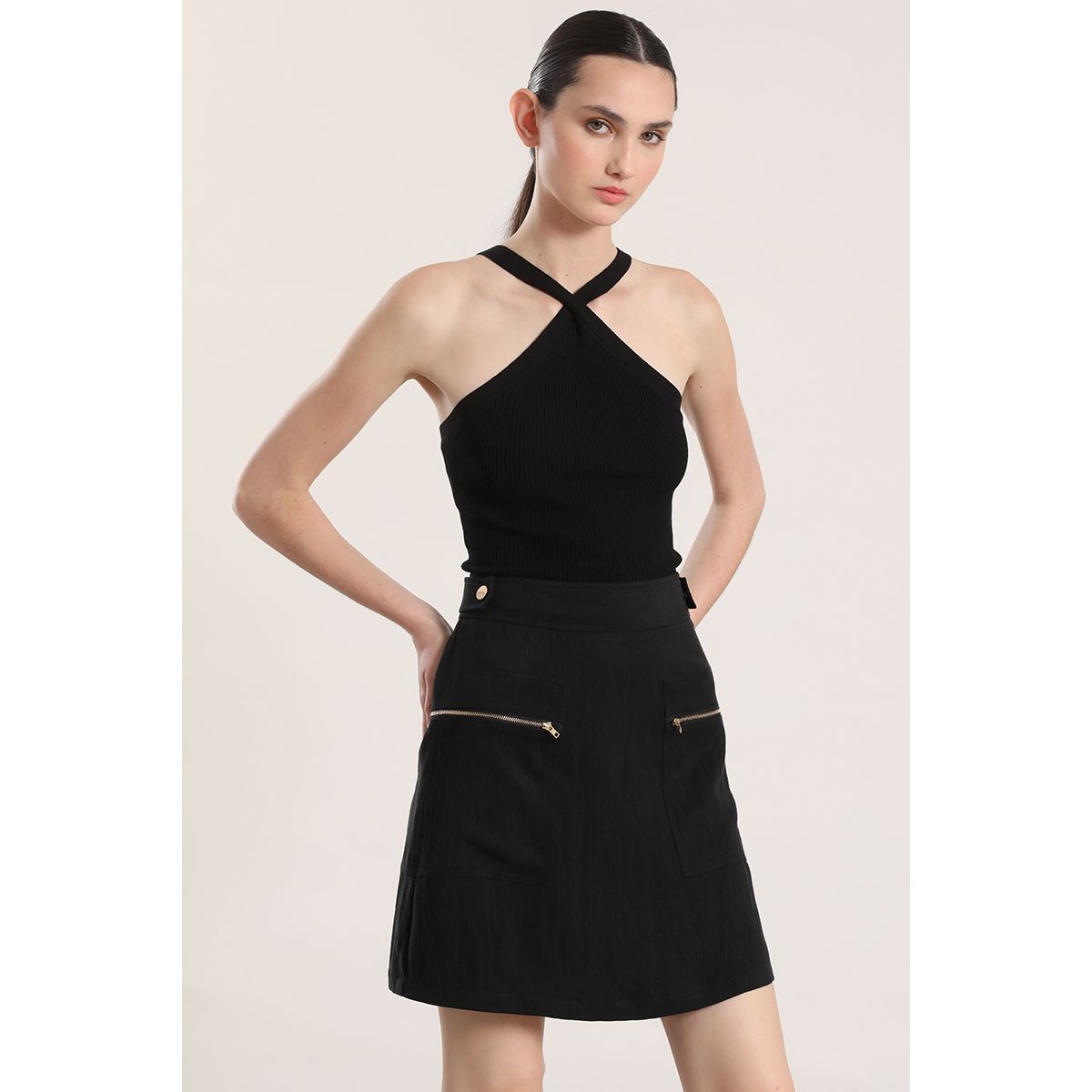 LIOLA - Falda mini cargo mujer Liola negro