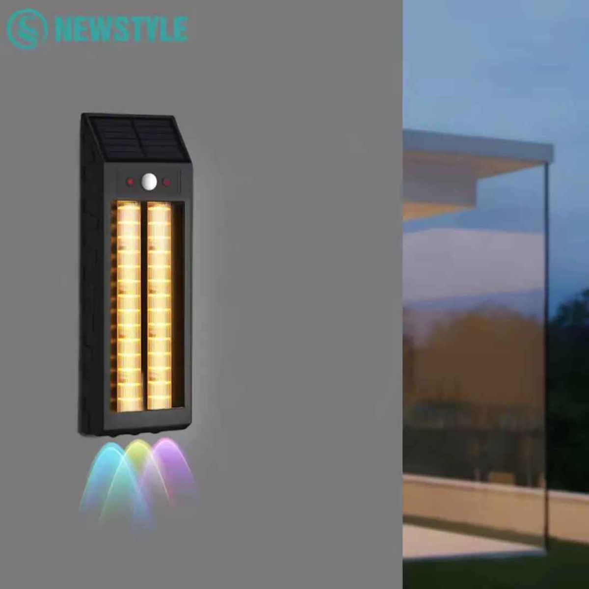 TASBEL - Pack X2 Lampara De Pared Solar Led Colgante Doble Luz 18w