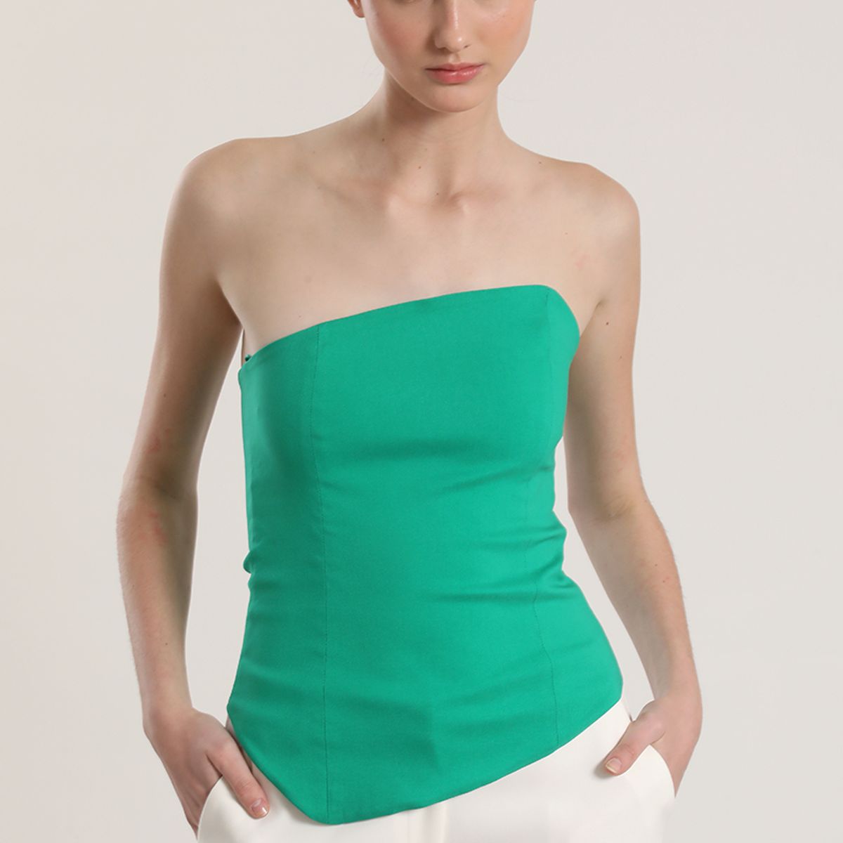 LIOLA - Top strapless Liola mujer verde