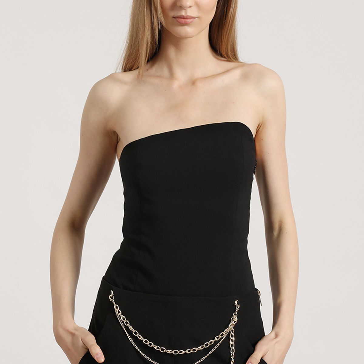 LIOLA - Top strapless Liola mujer negro