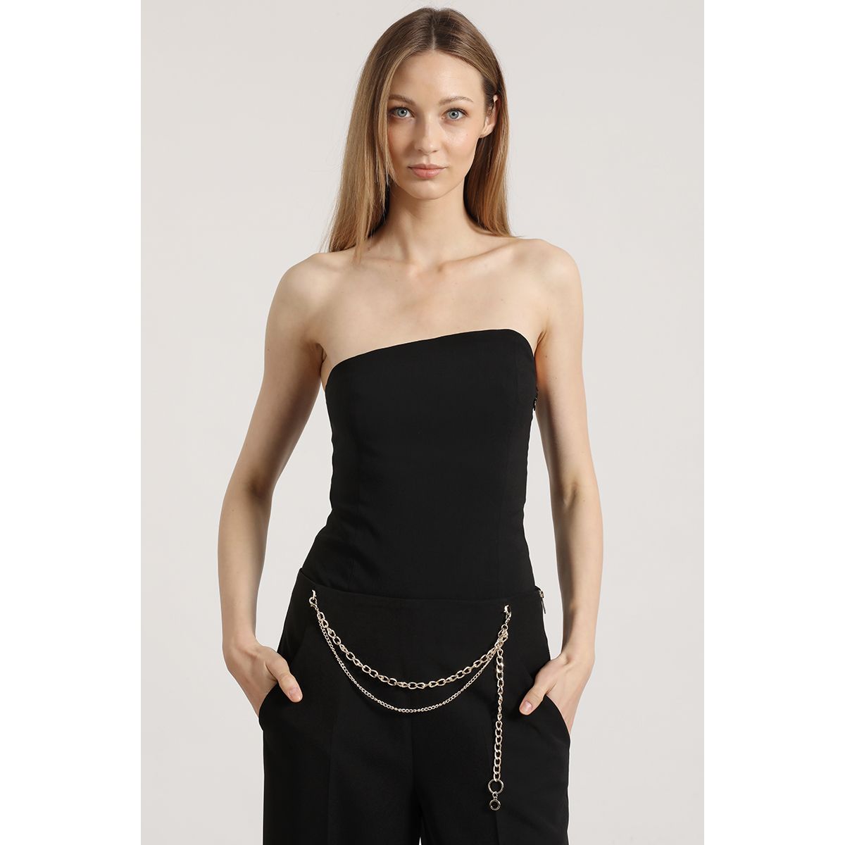 LIOLA - Top strapless Liola mujer negro
