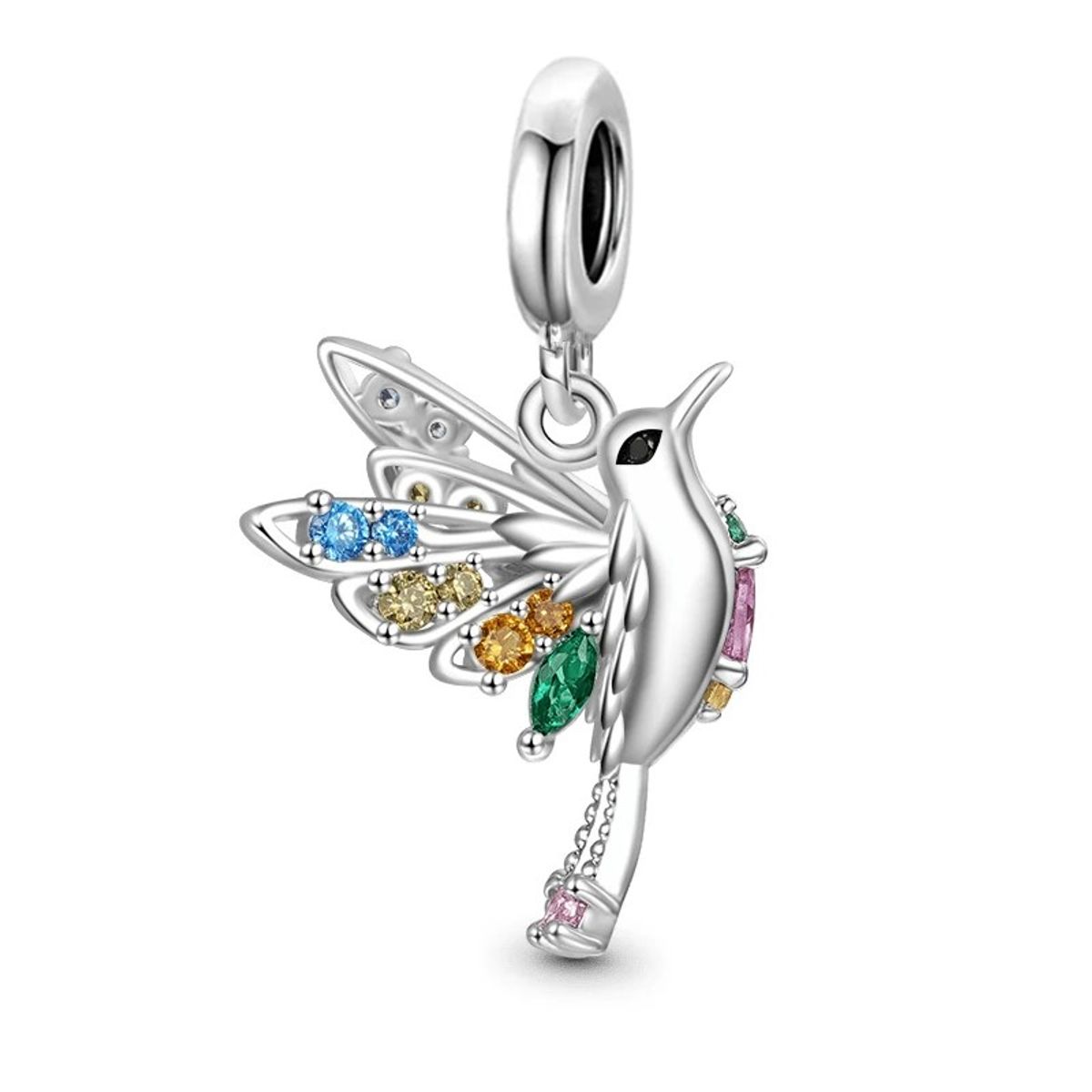 TODOJOYAS - Charm Dije Colgante colibrí Ave Pajaro de Cola