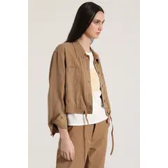 LIOLA - Cazadora lino mujer beige