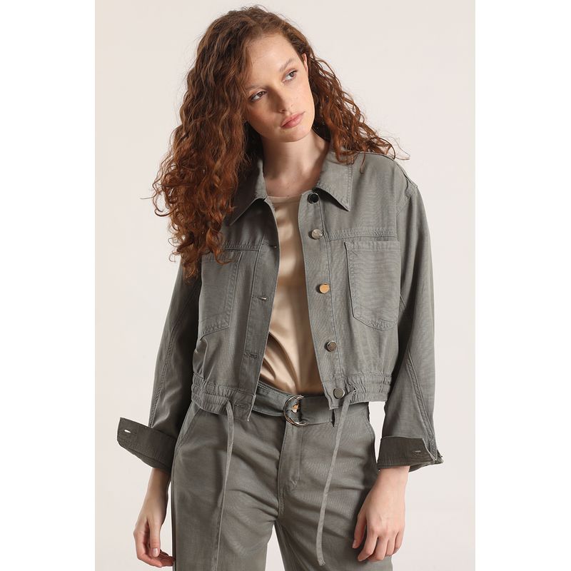 LIOLA - Cazadora lino liola mujer militar