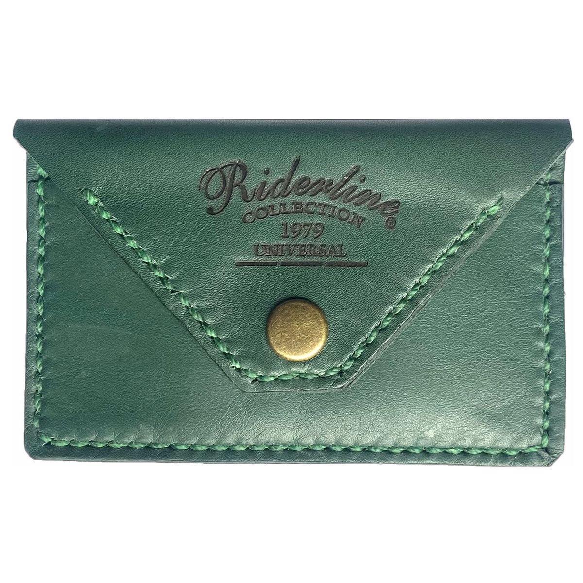 RIDERLINE - TARJETERO DE CUERO  VERDE, MODELO FLORENTINO, PARA  4 O 5 TARJETAS